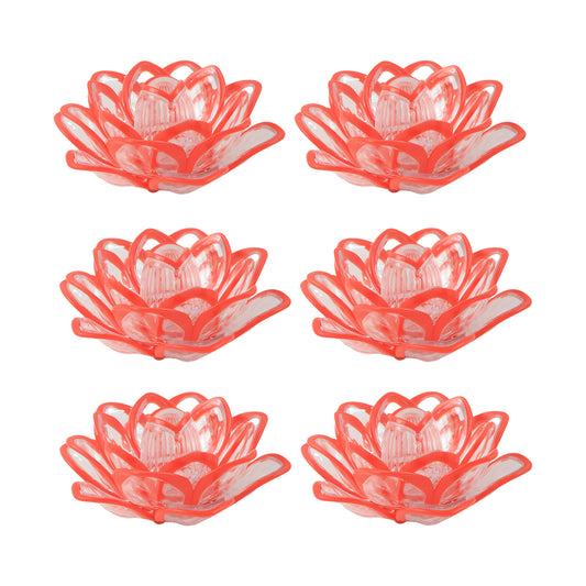 Set Of 6 Lotus Shaped Led Flameless Decorative Candles