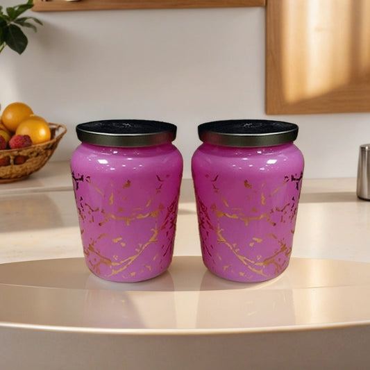 Mithilashri Decorative Pink Storage Jar- Set of 2 (600 ml)