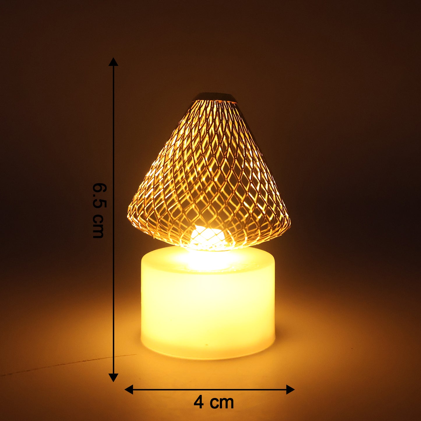 Set Of 12 Decorative Led Flameless Candle Lights With Golden Net Cover