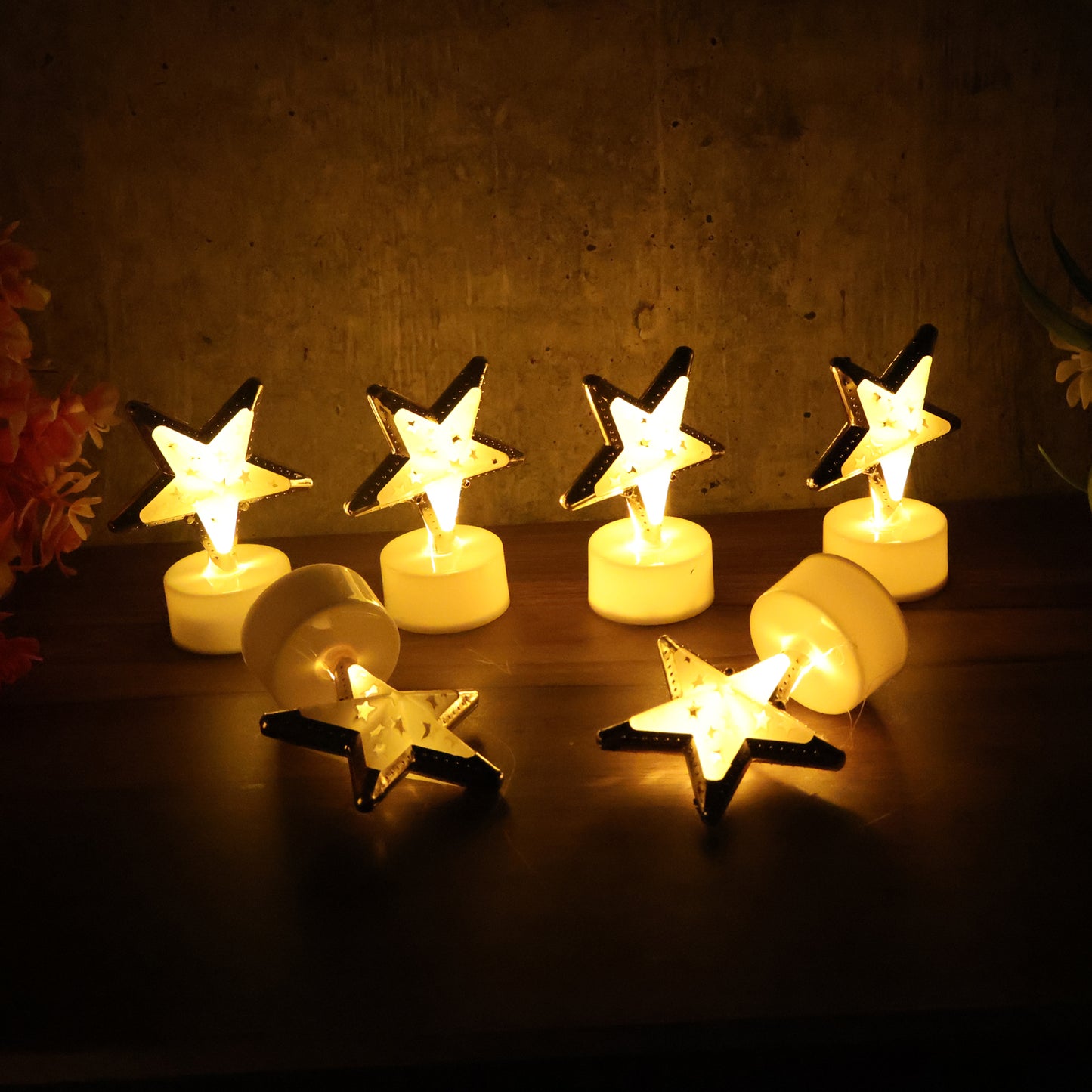Decorative Star Shaped Flameless Led Candles (12 Pc)