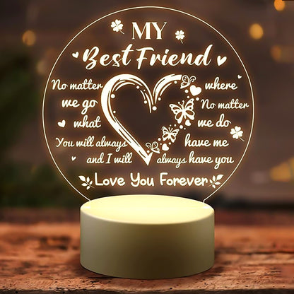 3d Illusion Led Night Lamp With Heart And Best Friend Design