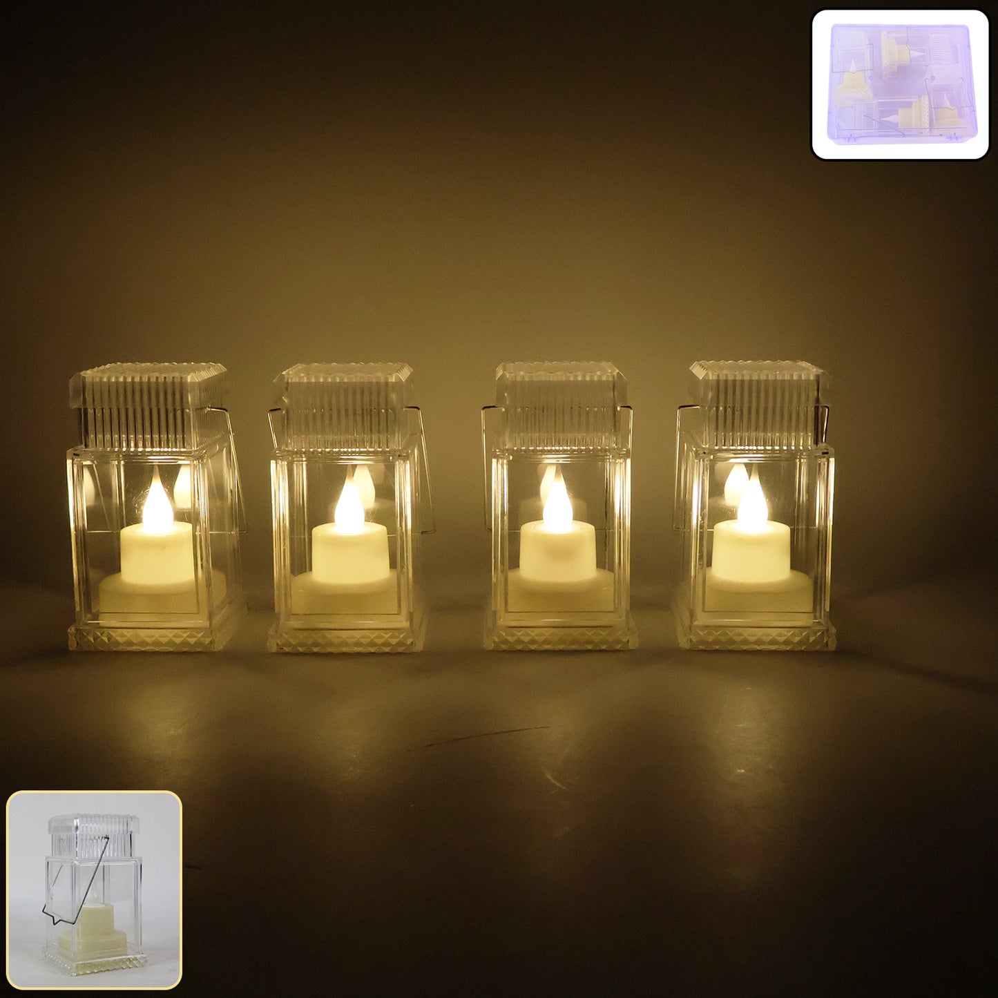 Led Flameless Lantern Style Decorative Candles (4 Pc)