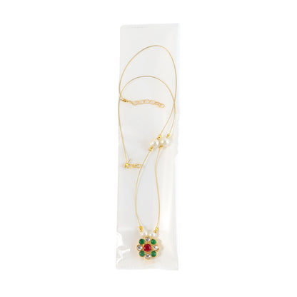 Elegant Traditional Multicolor Stone  Pearl Pendant Chain (1 Pc)