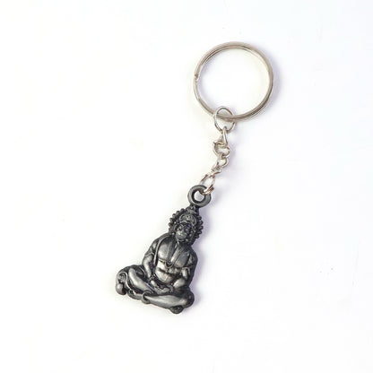 Premium Spiritual Hanuman Ji Sitting Pose Metal Keychain (1 Pc)