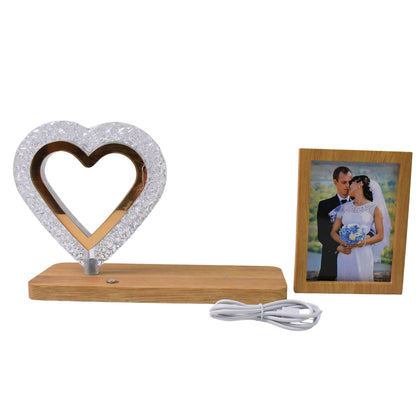 Heart Shape Cystal Led Lamp  Photo Frame Night Lamp  Wedding Gift  Love Couple