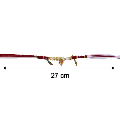 Decorative Thread Rakhi Bracelet With Ganesh  Feather Charms (1 Pc)
