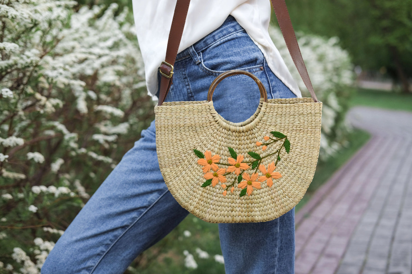 Nature Nest Shopper Handwoven Embroidered Handbag