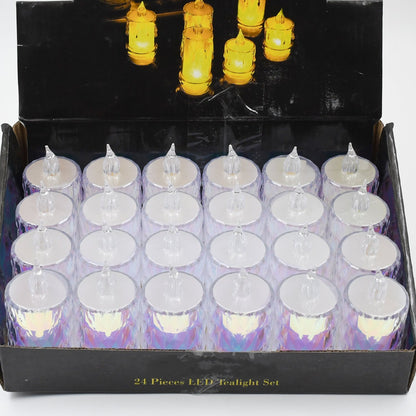 24 Pc Flameless And Smokeless Decorative Melting Candles Led Tea Light