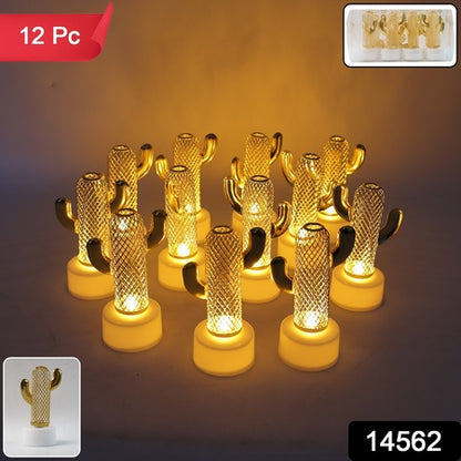 Decorative Cactus Shaped Flameless Led Candles (12 Pc)