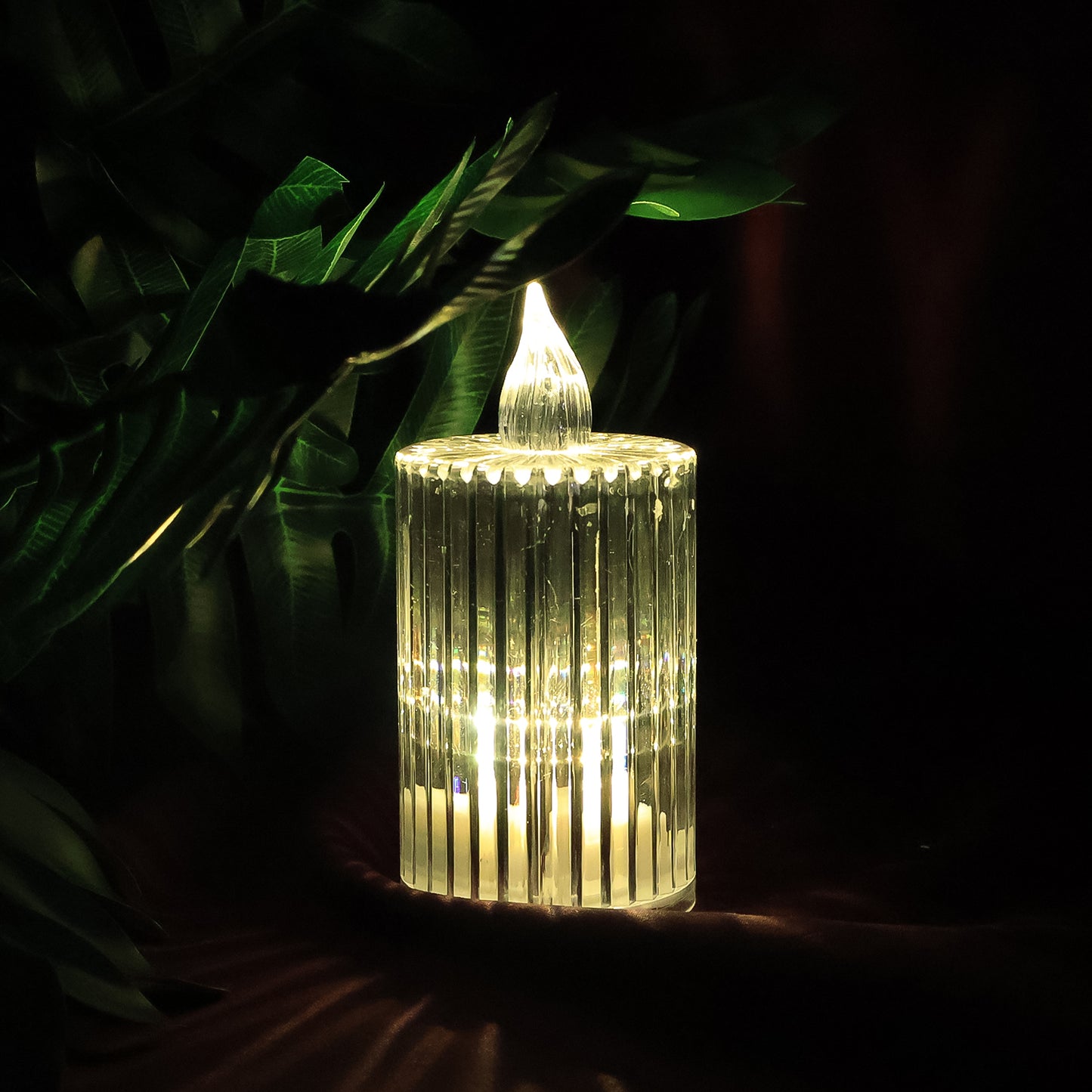 Premium Crystal Effect Led Flameless Candle Lights (5 Pc)