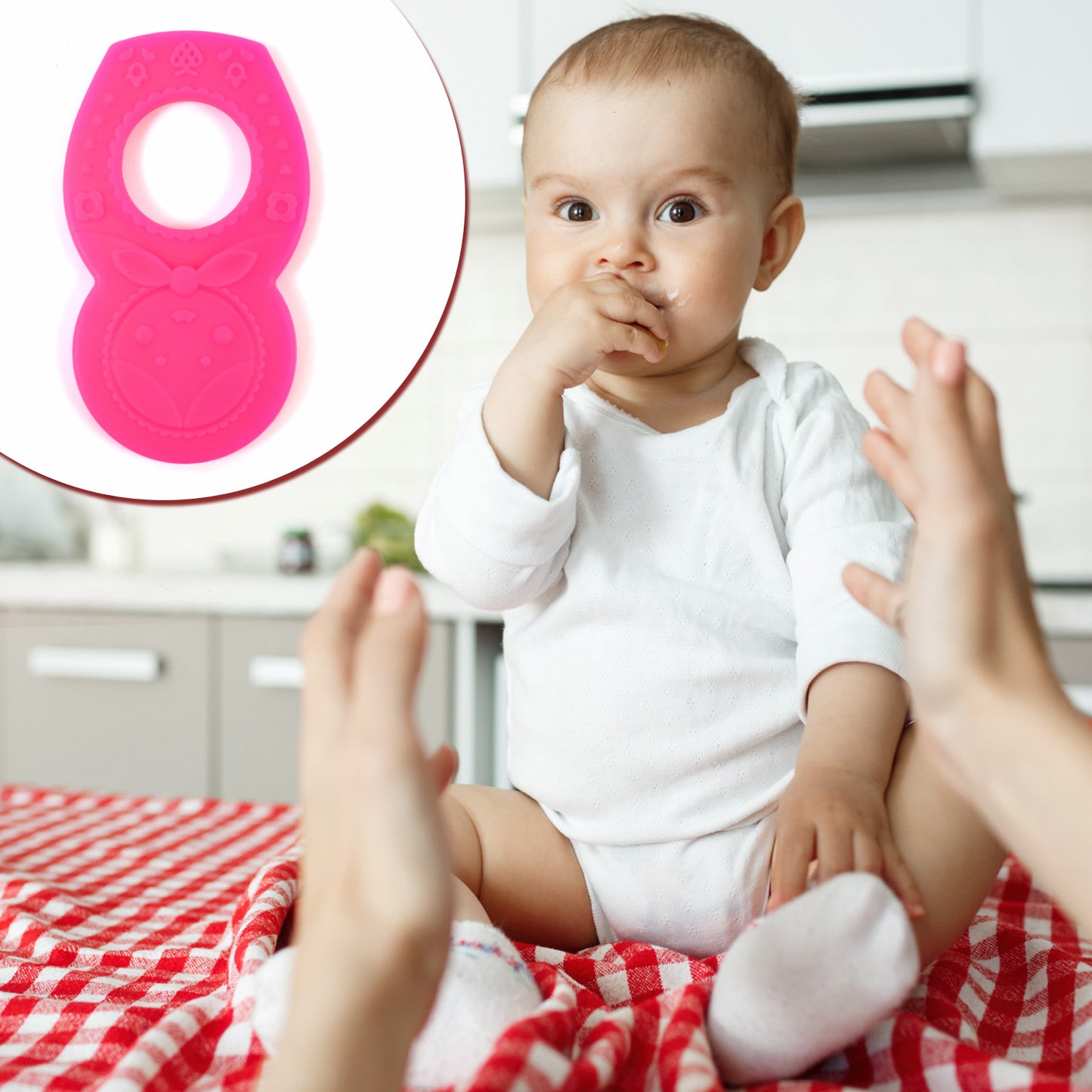 Silicone Baby Teether Pack Of 1 (Mix Design  Color)