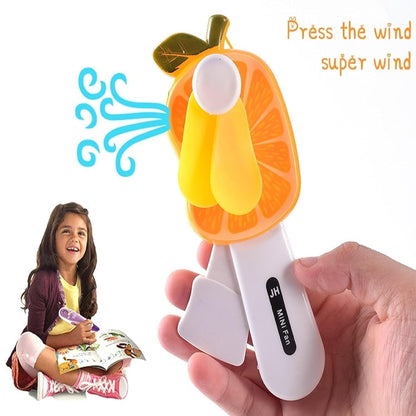 Mini Hand Pressure Fruit-shaped Fan For Kids (1 Pc  Mix Design)