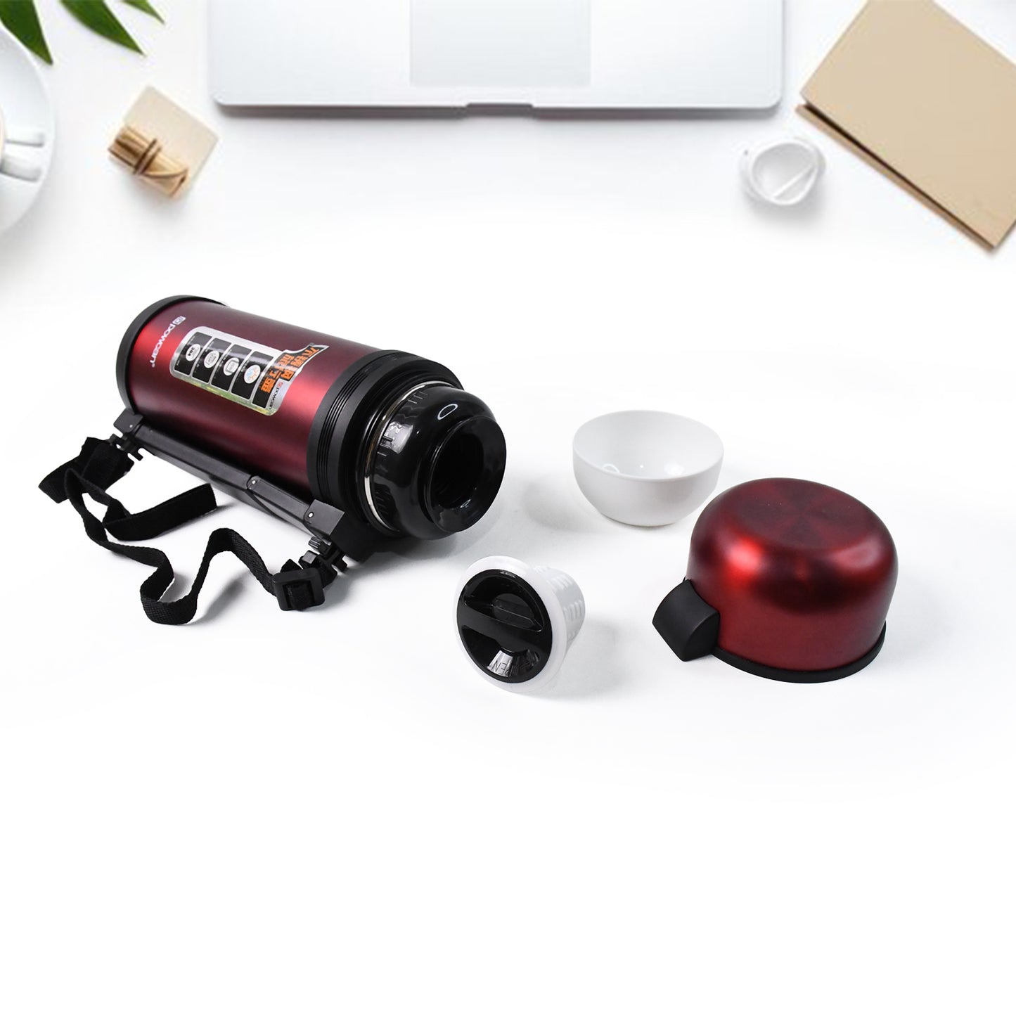 13039 Liter Stainless Steel Water Bottle With Straw Strap  Handle  Vacuum Insulated Thermos Flask Double-walled Coffee Thermos Flask Leak-proof Water Bottle For Sports Fitness Gym (1500ml)