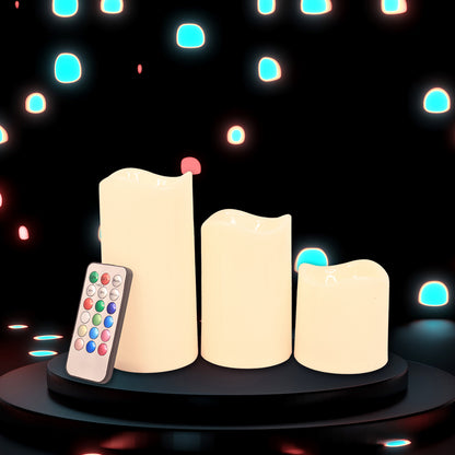 Premium 3 Piece Led Flameless Candle Set With Remote Control
