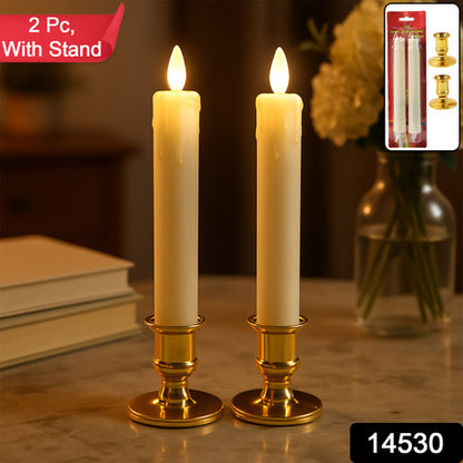 Set Of 2 Led Flameless Taper Candles
