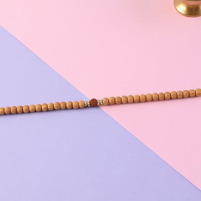 Sandalwood Mala With Rudraksha Beads Chandan Japa Mala For Puja And Wear (1 Pc)