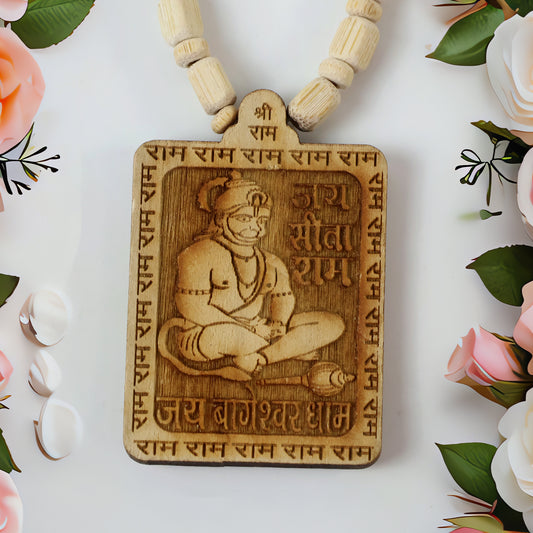 Premium Wooden Hanuman Pendant Mala (1 Pc)