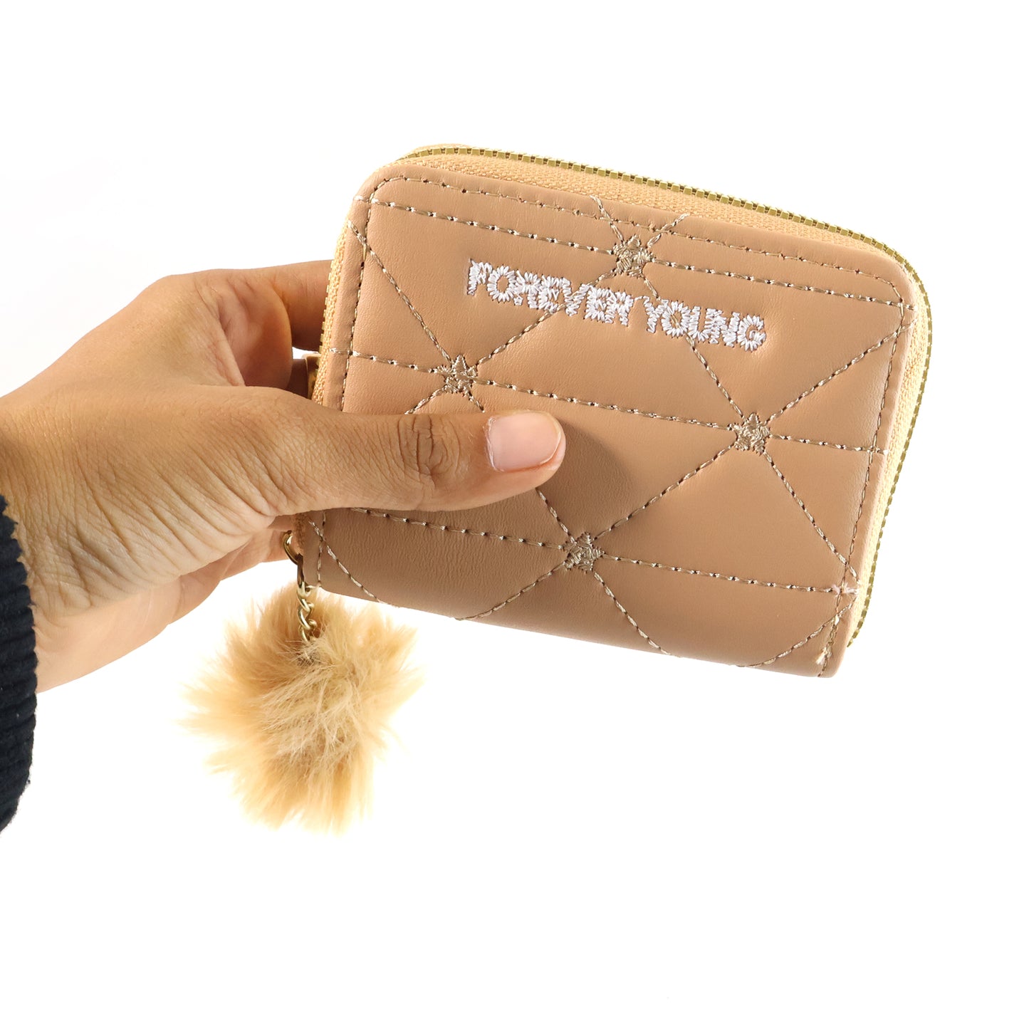 Stylish Kids Wallet With Soft Fur Zip Puller (1 Pc)
