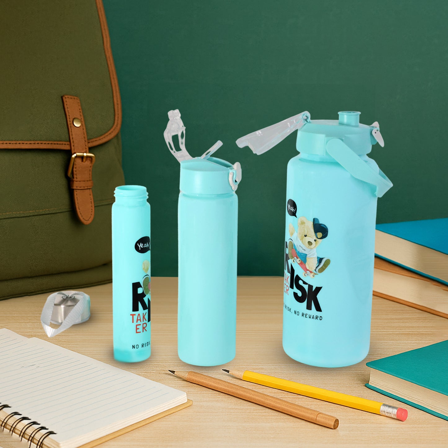 Risk Taker Printed Water Bottle 2000ml + 900ml + 300ml - (3 Pc  Set)