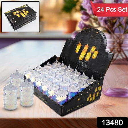 24 Pc Flameless And Smokeless Decorative Melting Candles Led Tea Light