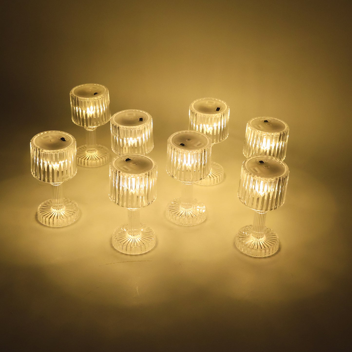 Set Of 8 Led Crystal-effect Table Lamps
