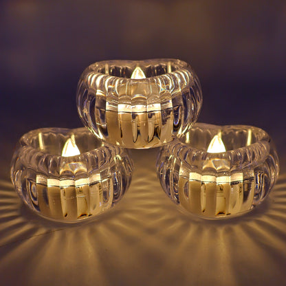 Set Of 3 Heart-shaped Led Flameless Decorative Candles