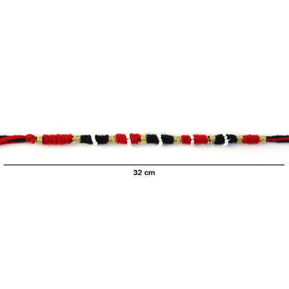 Traditional Handmade Red Black Thread Rakhi For Brother (1 Pc)