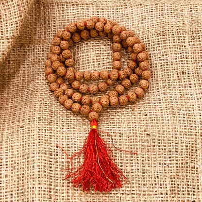 Ten Face Rudraksha Mala Natural Dus Mukhi Rudraksh Mala Lab Certified {Beads 108+1}  8mm Rudraksh Mala Jaap Mala