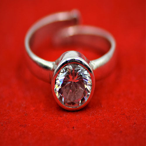 ZIRCON (American Diamond) RING - 92.50% Pure Silver - 5 Carat - Free Size
