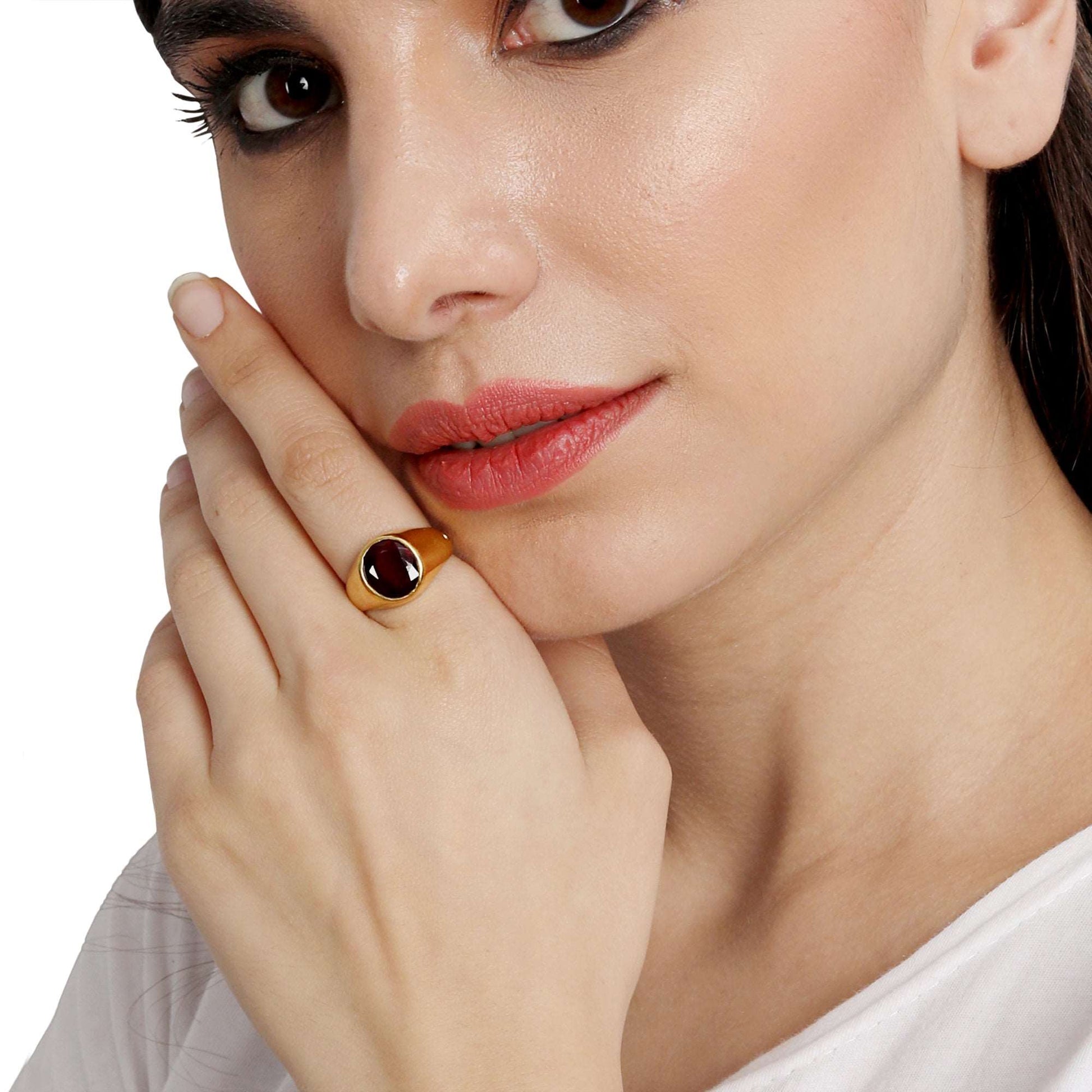 Hessonite (Gomed) Panchdhatu Ring  Lab certified ADJUSTABLE RING