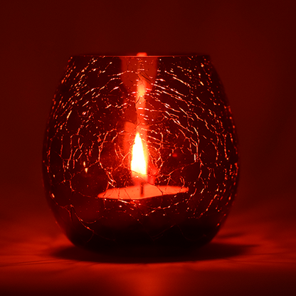 Votive Glass Set of 2 Mercury Red Tealight Candle Holders - Diwali Decoration Items for Home (Glass, Round) - Diwali Décor