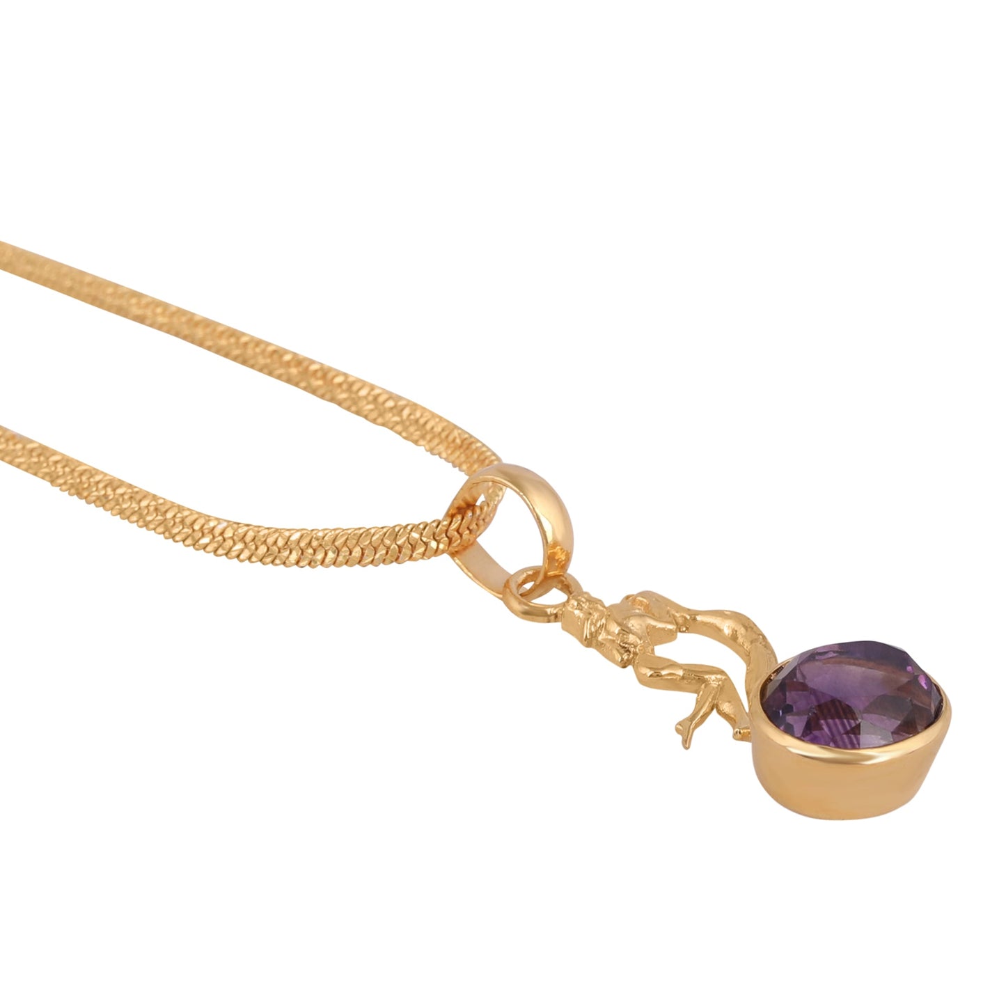 Amethyst /Jamunia Pendant with chain Lab Certified Natural Gemstone Pendant for Men and Women