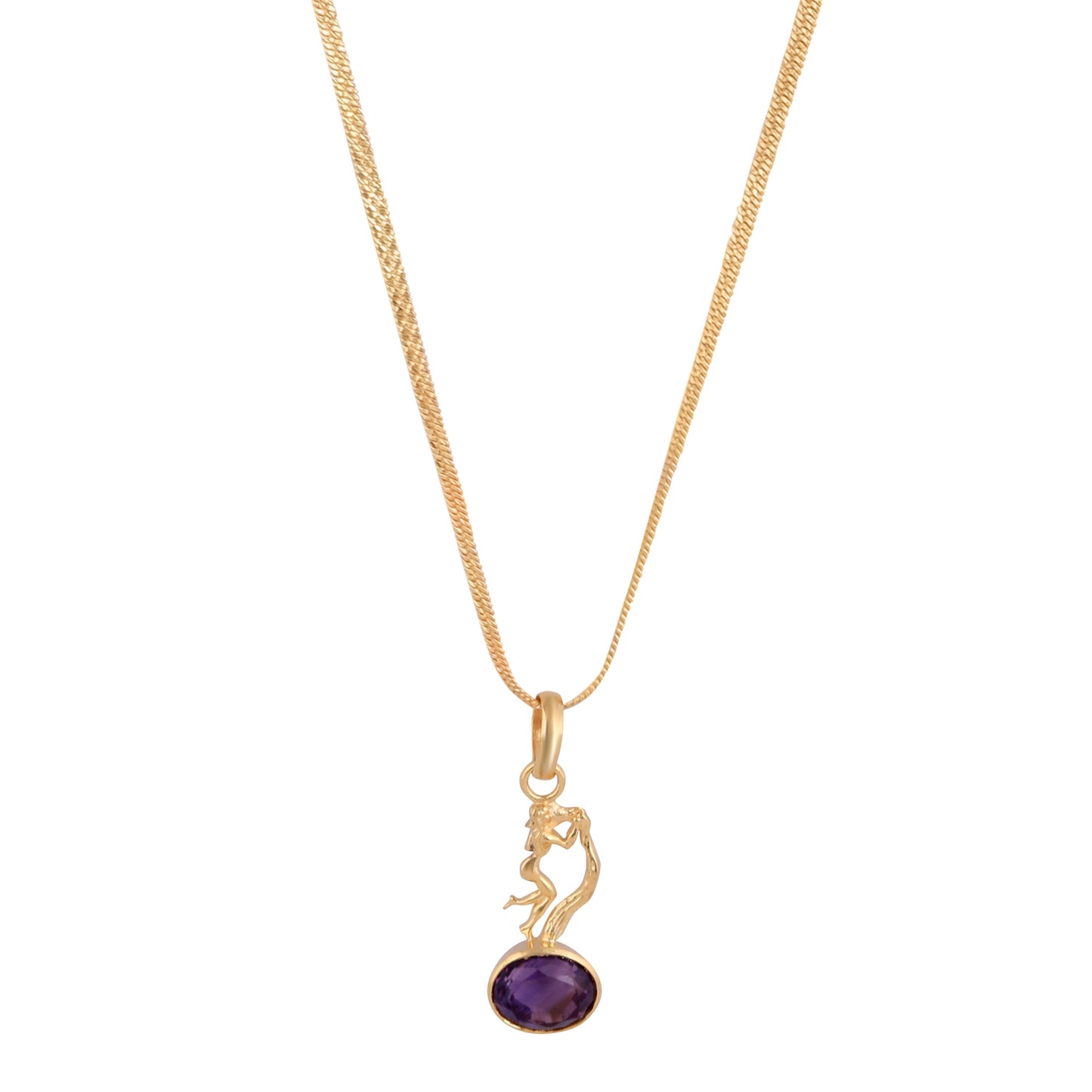 Amethyst /Jamunia Pendant with chain Lab Certified Natural Gemstone Pendant for Men and Women