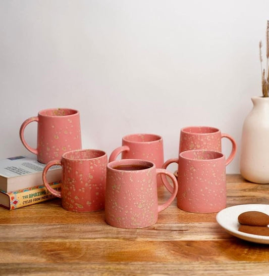 HANDICRAFTS Shine Coffee Mug, Ceramic Tea Mugs, Microwave Safe Coffee Mugs, Ceramic Tea Cups (280 ml Each)