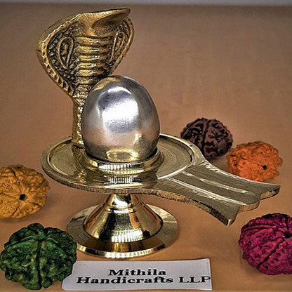 Parad shivling (Pure Mercury Shivling) with Brass Naagfani - 100 Gram