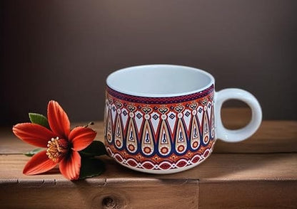 HANDICRAFTS Ceramic Tea Cup Set of 6 (120 Milliliter Each)
