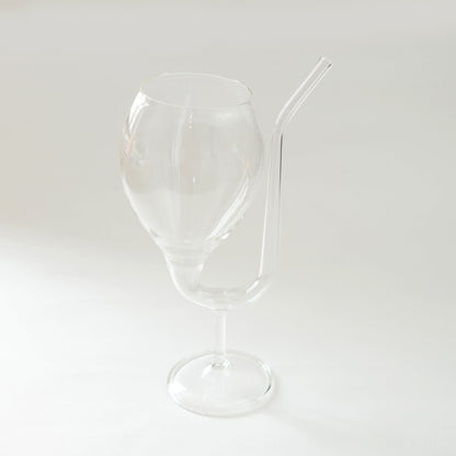 Wine Shape Glass with built-in straw (300 m)