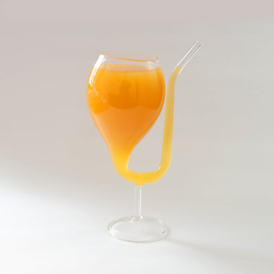 Wine Shape Glass with built-in straw (300 m)