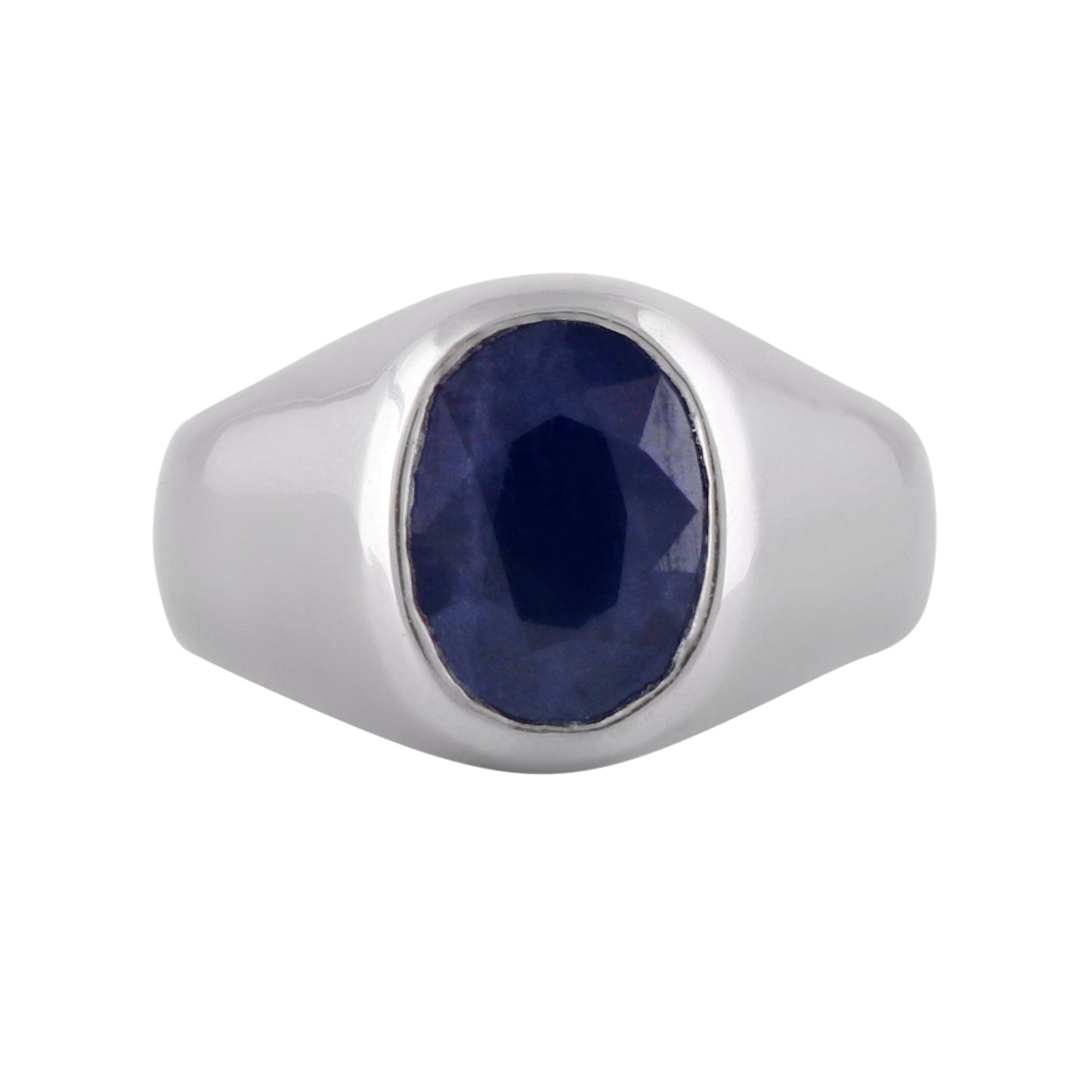 Blue Sapphire (Neelam) Sterling Silver (92.5% Purity) Ring Lab Certified ADJUSTABLE RING