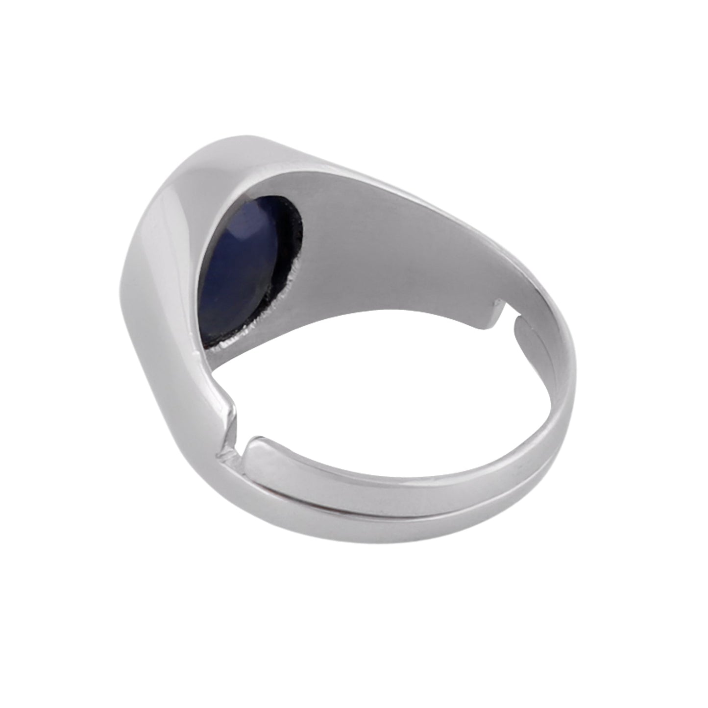 Blue Sapphire (Neelam) Sterling Silver (92.5% Purity) Ring Lab Certified ADJUSTABLE RING