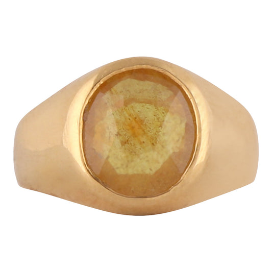 Yellow Sapphire Panchdhatu Ring Lab certified ADJUSTABLE RING