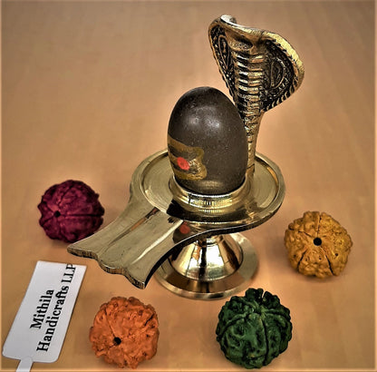 Narmadeshwar Shivling with Brass Nagfani