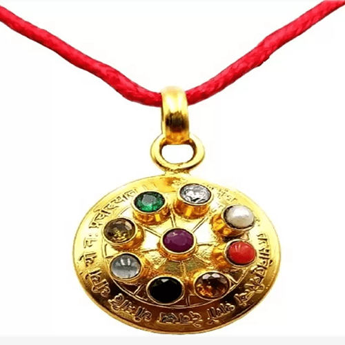 NAVRATAN PENDANT with Nine Gemstones in Panch Dhatu