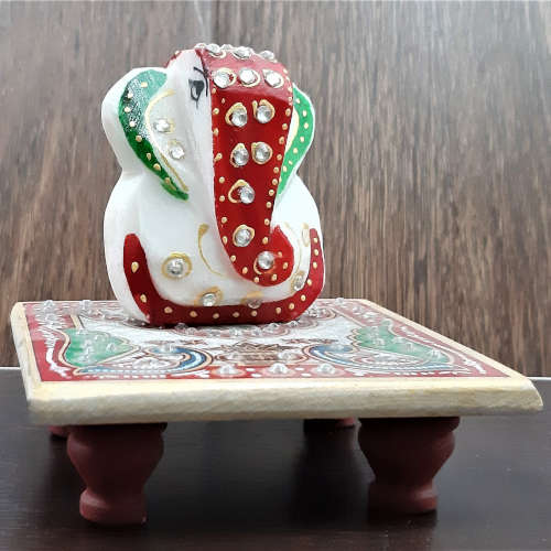 Marble Ganesha with Chauki