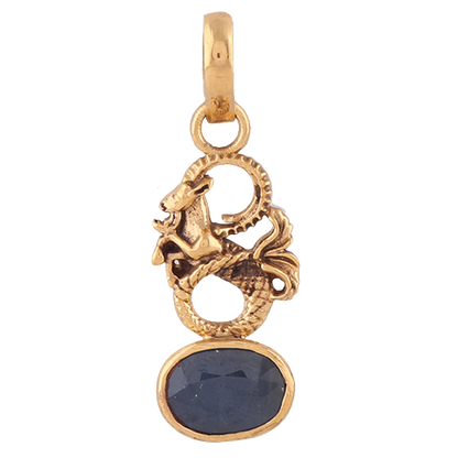 Blue Shappire/Neelam Pendant Panchdhatu with chain Lab Certified Natural Gemstone Pendant for Men and Women